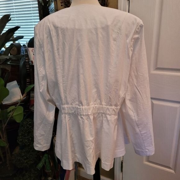 Lane Bryant Linen Blend Utility Jacket White Size 20 1X 2X Contemporary Modern - Picture 5 of 7